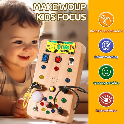 Montessori Busy Board Sensory Toy with LED Light Simulation Switch Control Board Jigsaw Early Education Learning Children's Game
