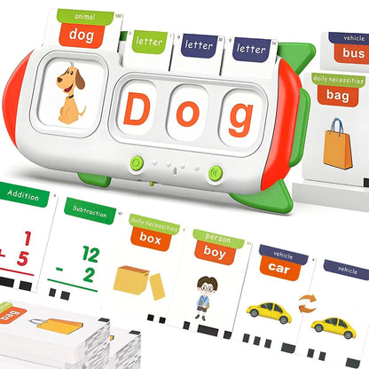 Kids Learning Flash Card Machine – English Spelling, Math & Music Early Education Toy with Sound Feedback – Rechargeable