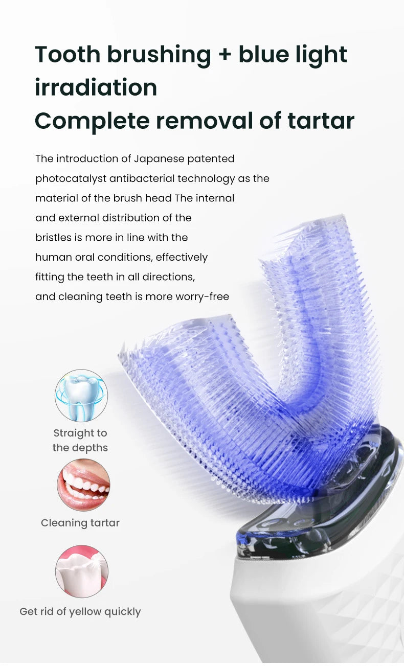 Electric U-Shaped Toothbrush for Adults – 360° Whitening & Gum Care