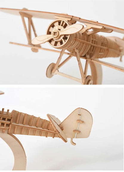 DIY 3D Wooden Puzzle for Assembly Puzzle Laser Cutting Sailing Ship Biplane Steam Locomotive Train Toy DIY Kit for