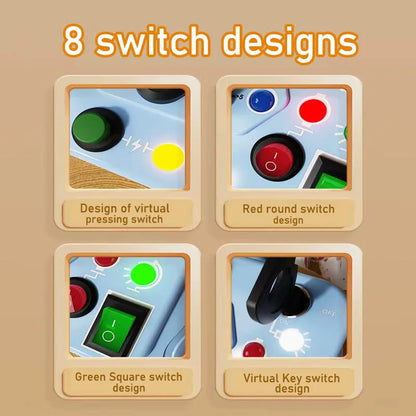 Montessori Busy Board Toy with Light Switch Control, Fine Motor Skill Educational STEM Game, Perfect Travel & Gift for Toddlers