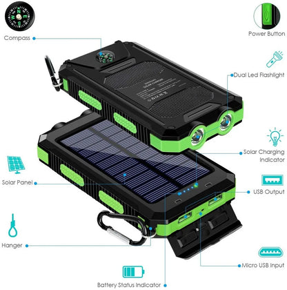 Solar Power Bank 80000mAh – Portable Charger with LED Light for All Smartphones