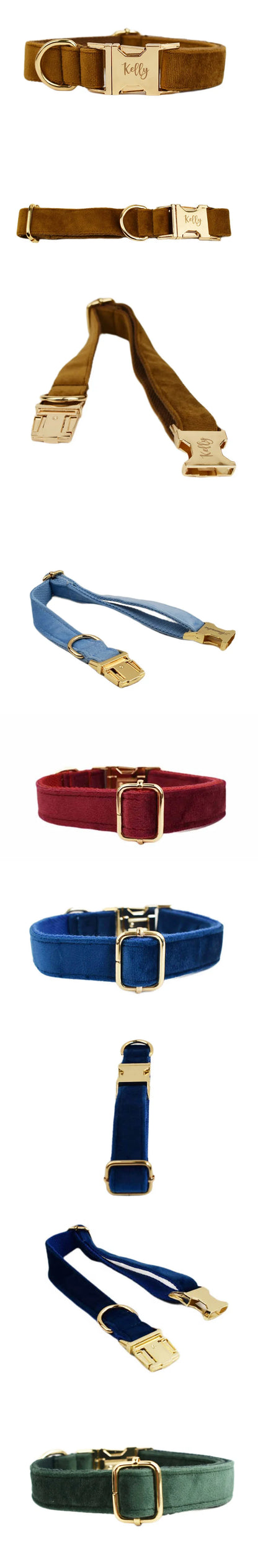 Personalised Velvet Dog Collar – Custom Engraved Name & ID Tag | Adjustable XS–XL