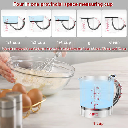 4-in-1 Adjustable Measuring Cup – Multifunction Kitchen Measuring Tool