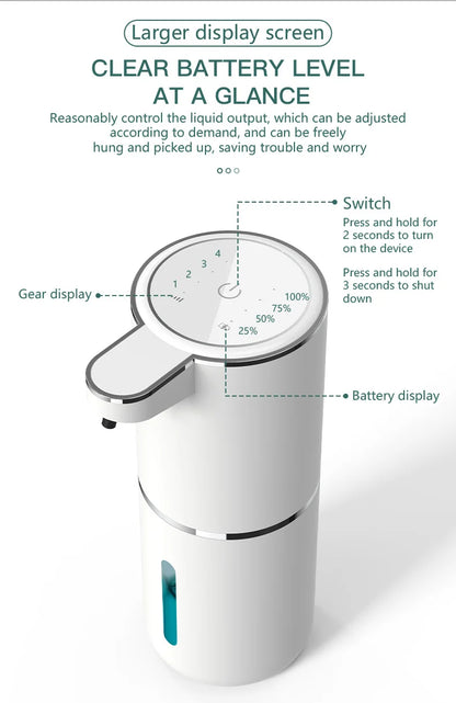 380ML Touchless Automatic Soap Dispenser – Foam & Gel, 4-Speed, IPX5 Waterproof