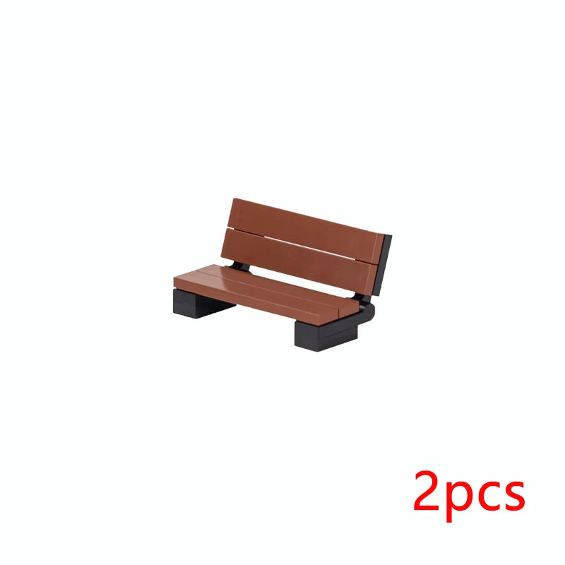 MOC City Series Scene Building Blocks Flower Shop Garden white poplar Men's restroom DIY Kids Toys Park Bench Street Lamp Toys