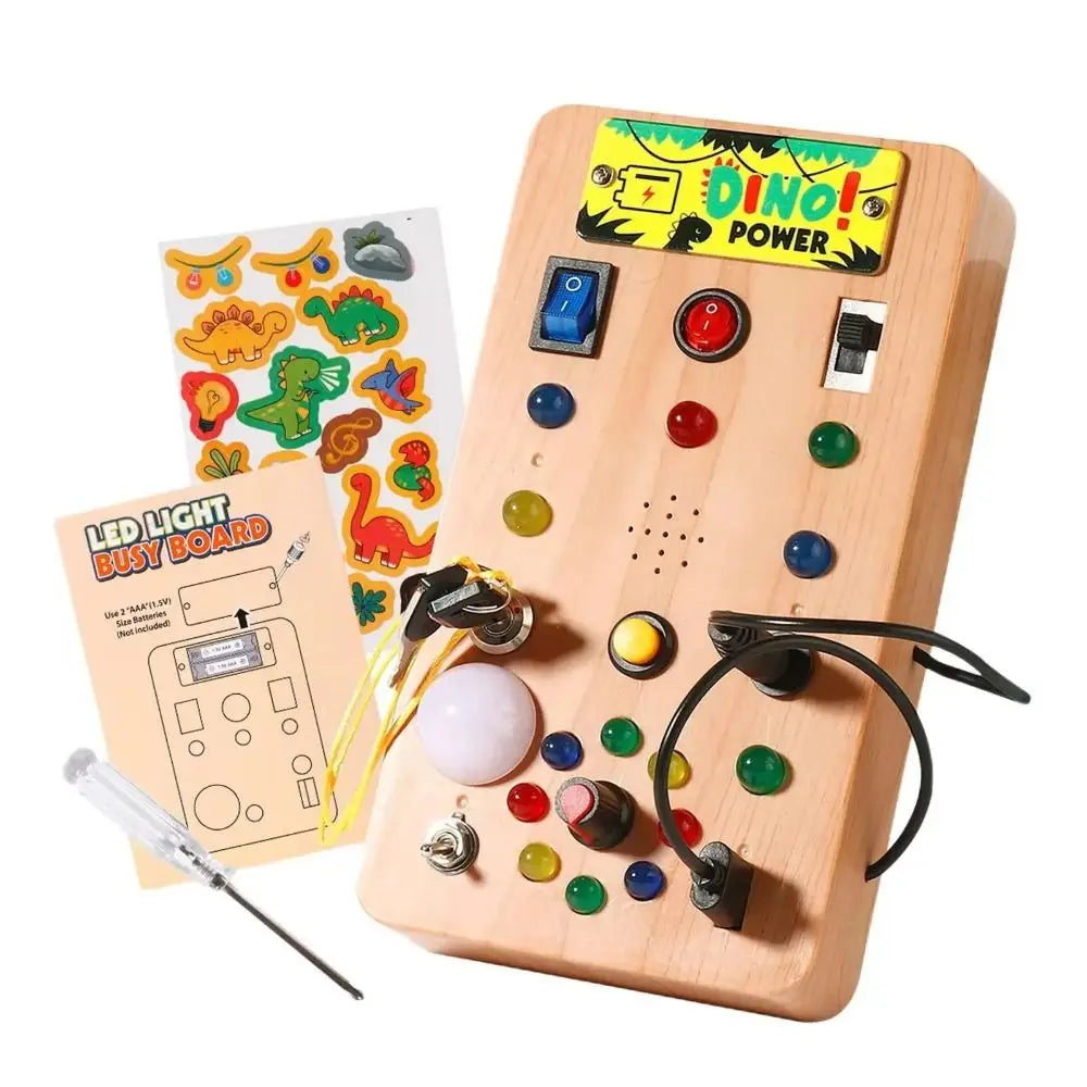 Montessori Toddler Busy Board Electronic LED Light Switch Kids' Activity Board Cartoon Sticker Safe Children's Busy Board Infant