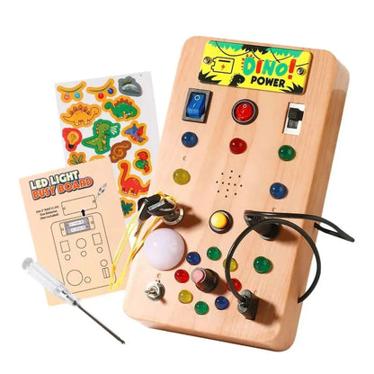 Montessori Toddler Busy Board Electronic LED Light Switch Kids' Activity Board Cartoon Sticker Safe Children's Busy Board Infant