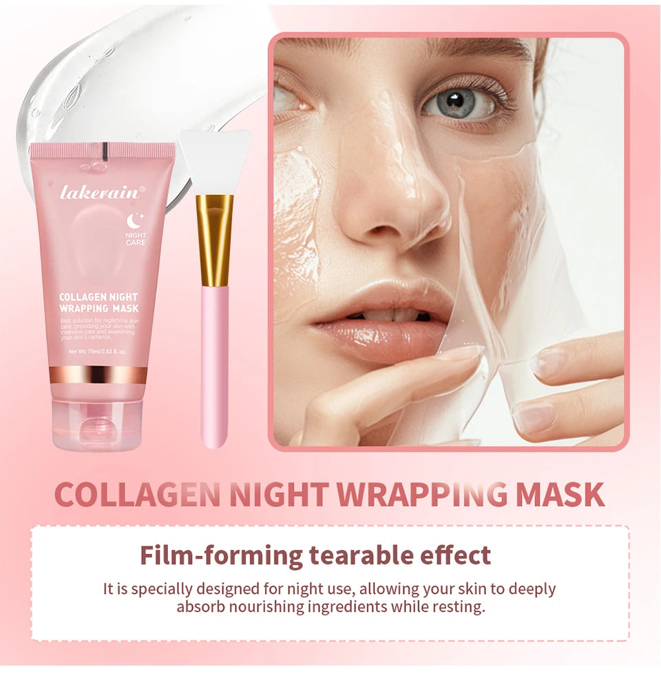 Korean Collagen Wrapping Face Mask & Brush Set
