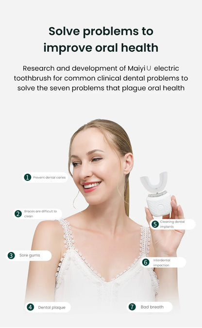 Electric U-Shaped Toothbrush for Adults – 360° Whitening & Gum Care