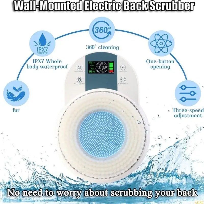 Electric Bath Brush with Adhesive Wall Mount – 130mm Head for Sensitive Skin