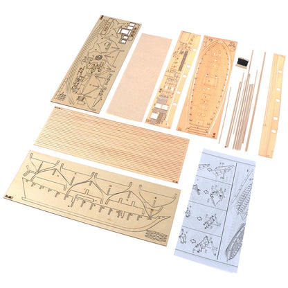 Wooden Ship Model Kit - DIY Sailing Boat Assembly Model, Handcrafted Nautical Decoration for Home Office, Gift for Men Women
