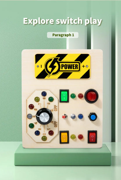Baby Montessori Busy Board LED Light Switches Control Board Sensory Toys Wooden Busy Board Children Games Kids Puzzle Toys Gifts