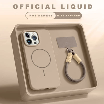 MagSafe Silicone iPhone Case with Lanyard – iPhone 11–16 Pro Max | Magnetic Wireless Charging
