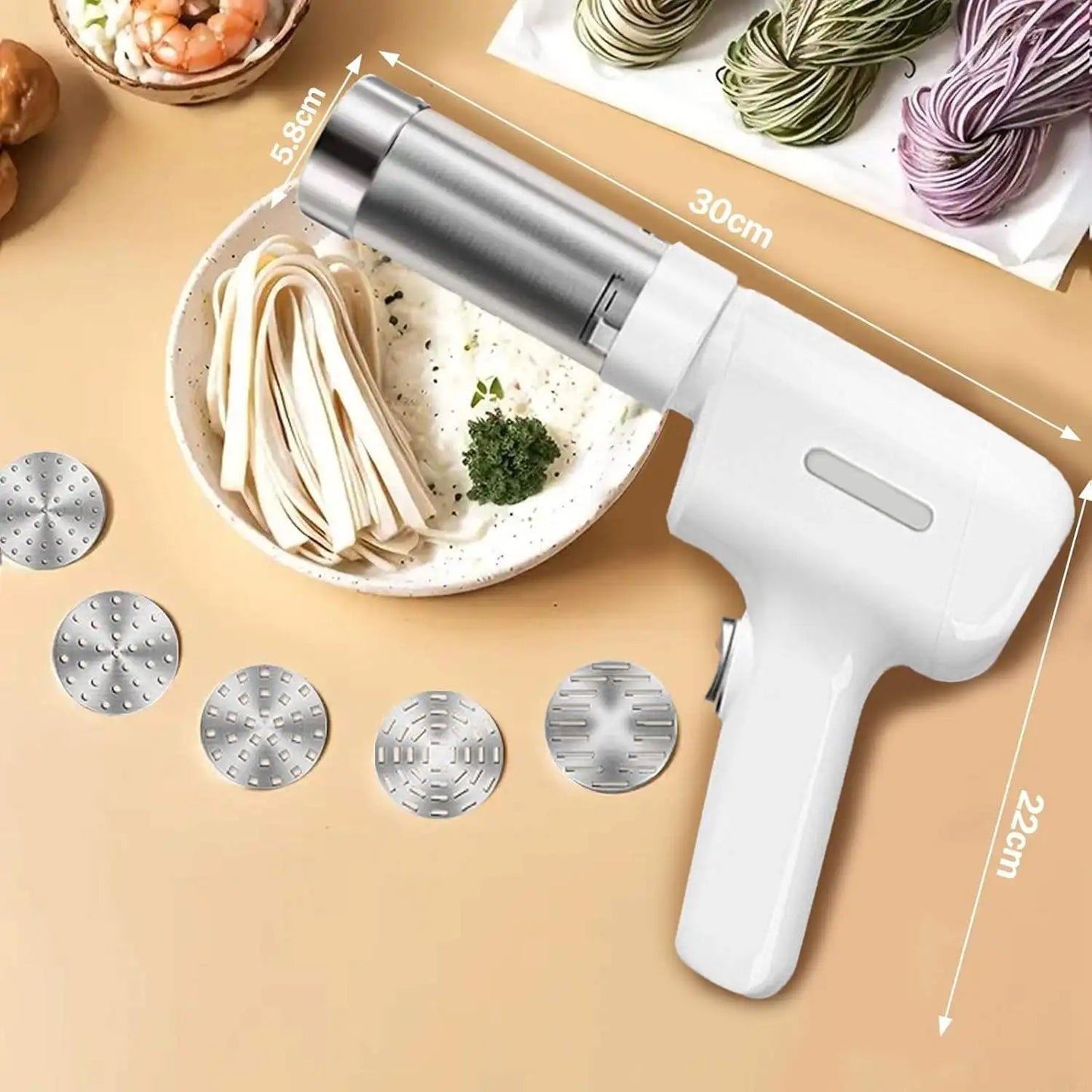 Electric Cordless Noodle Maker – 5 Shapes | Portable Handheld Press