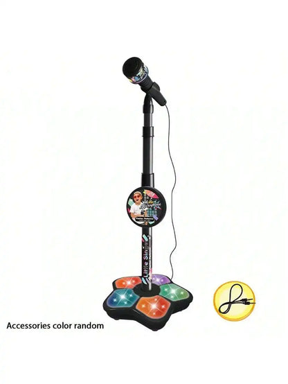 Kids Karaoke Microphone Toy with Speaker, Stand & Light Up Effects