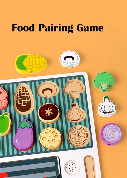 Wooden BBQ Grill Toy Set, Montessori Cooking Experience, Barbecue Simulation Food, Wooden Play House Toys, Gift for Kids
