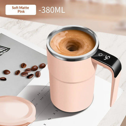 380ML Electric Self Stirring Mug Rechargeable Stainless Steel Automatic Mixing Cup with Magnetic Spinner for Coffee Milk Tea