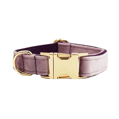 Personalised Velvet Dog Collar – Custom Engraved Name & ID Tag | Adjustable XS–XL