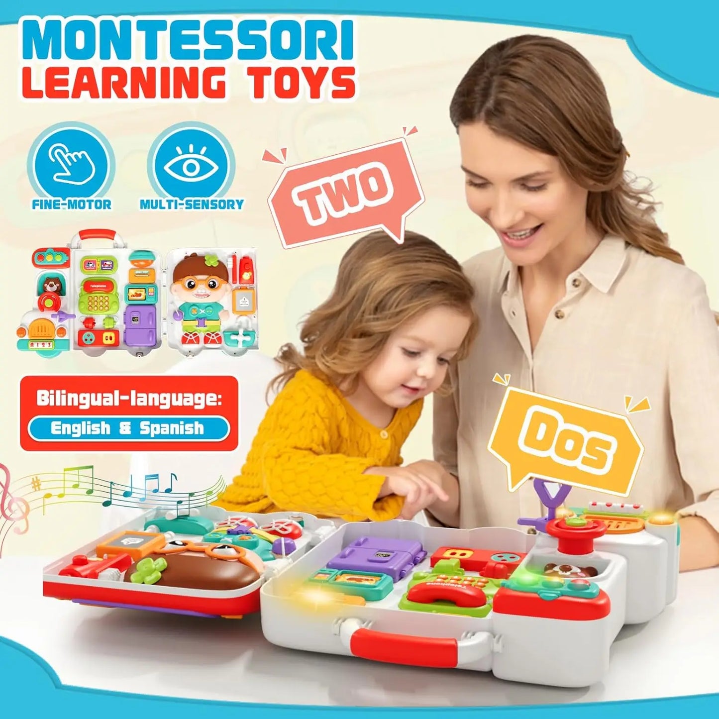 Montessori Busy Board with Switches Sensory Toys for Toddlers to Learn Life Skills