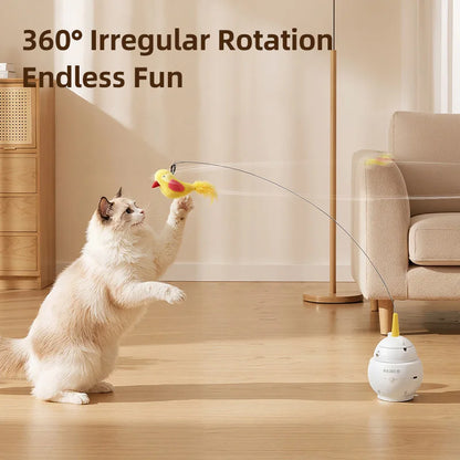 ROJECO 2-in-1 Automatic Laser & Feather Cat Toy | Electric Interactive Kitten Toy