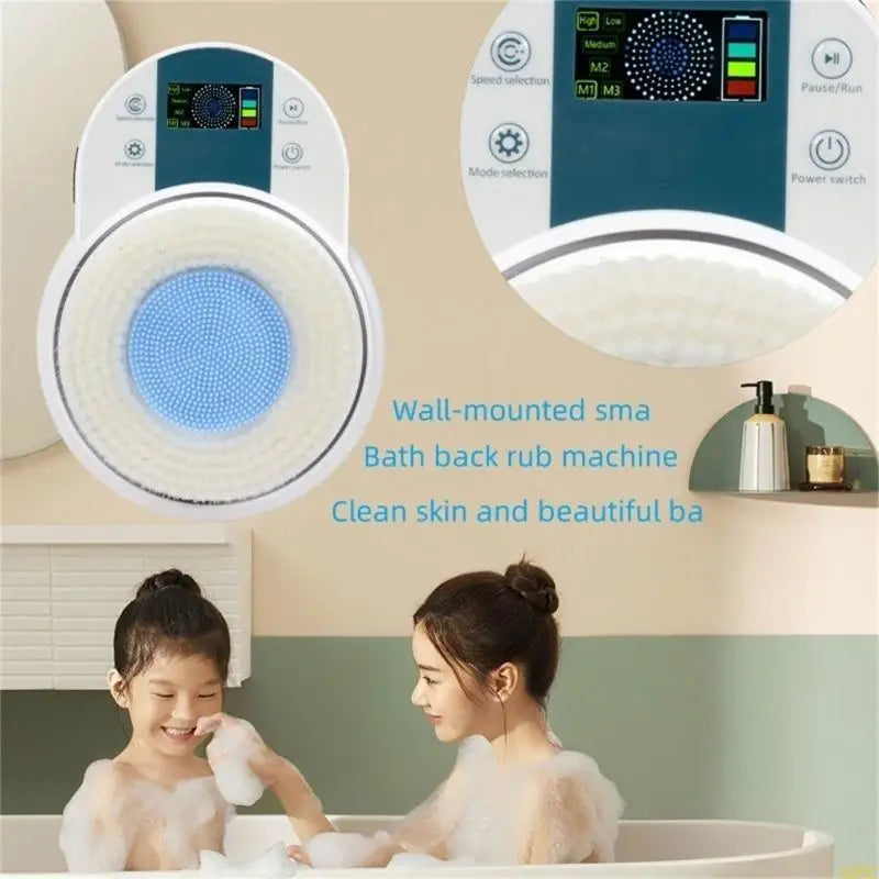 Electric Bath Brush with Adhesive Wall Mount – 130mm Head for Sensitive Skin