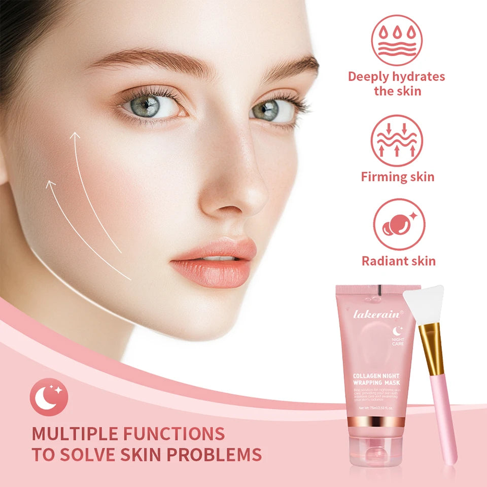 Korean Collagen Wrapping Face Mask & Brush Set