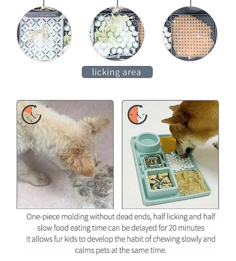 Pet Slow Feeder Bowl with Lick Mat & Suction Cups | Anxiety Relief for Dogs & Cats