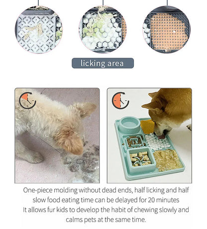 Pet Slow Feeder Bowl with Lick Mat & Suction Cups | Anxiety Relief for Dogs & Cats