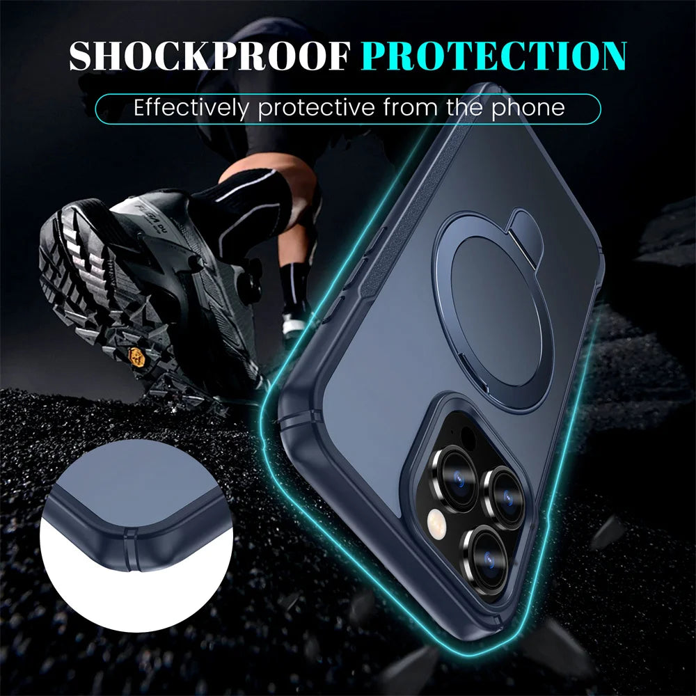 MagSafe Magnetic Fold Stand Phone Case – Shockproof Bumper Cover | iPhone 11 to 17 Pro Max
