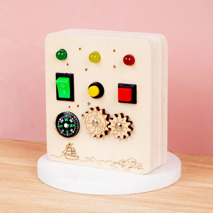 Baby Montessori Busy Board LED Light Switches Control Board Sensory Toys Wooden Busy Board Children Games Kids Puzzle Toys Gifts