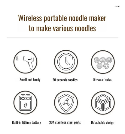 Electric Cordless Noodle Maker – 5 Shapes | Portable Handheld Press