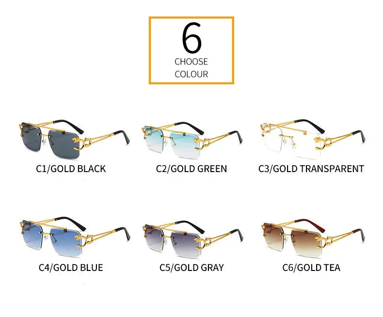 KAMMPT Vintage Rimless Sunglasses – UV400 Gradient Square Shades for Men & Women