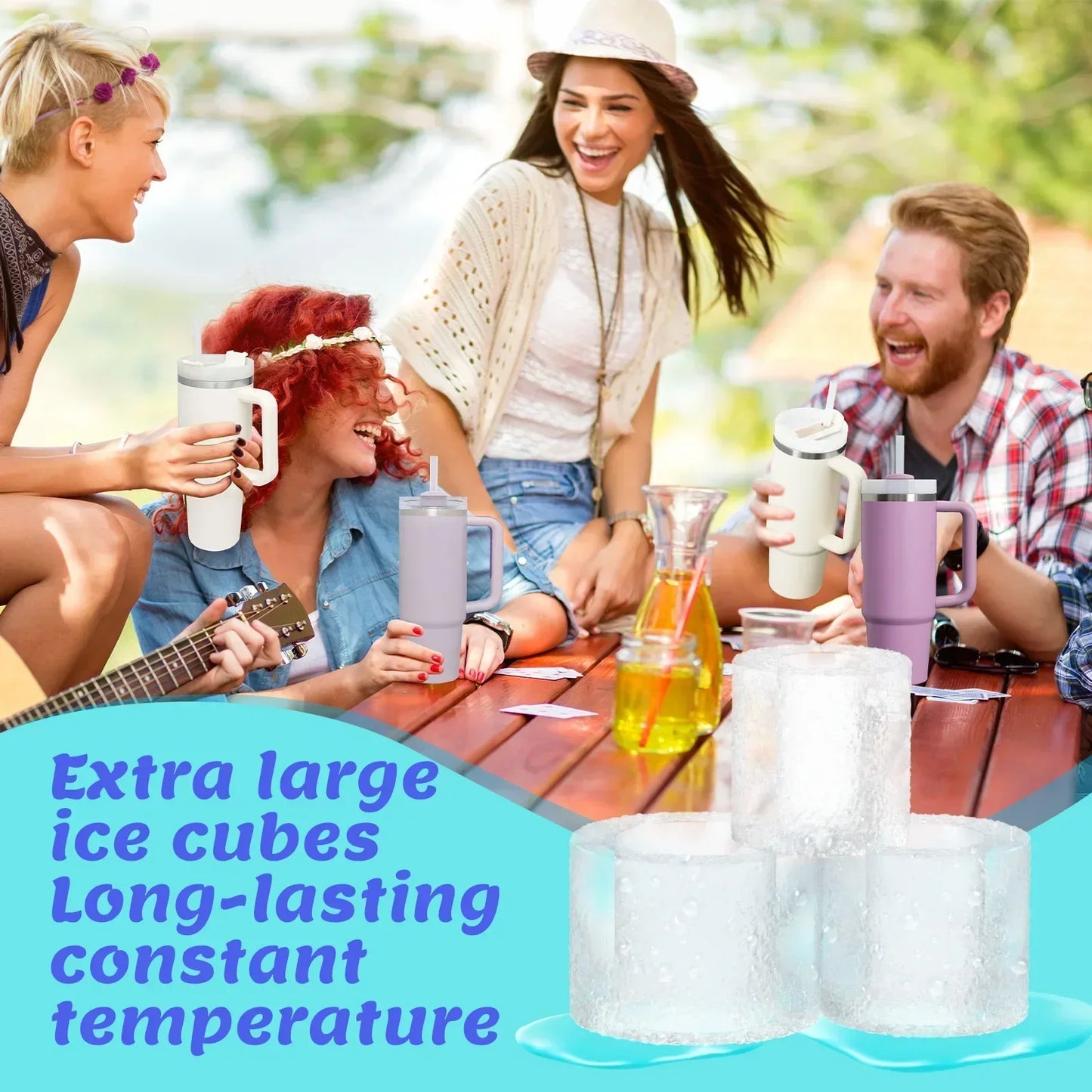 Silicone Ice Cube Mold for Stanley Tumbler – 3-Cube Tray, Reusable & Easy Release