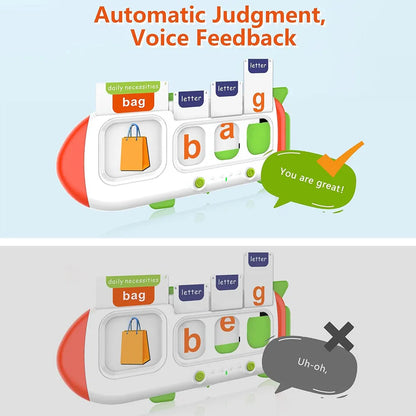 Kids Learning Flash Card Machine – English Spelling, Math & Music Early Education Toy with Sound Feedback – Rechargeable