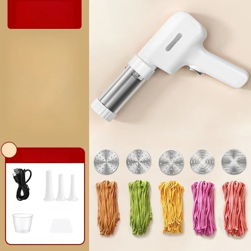 Electric Cordless Noodle Maker – 5 Shapes | Portable Handheld Press