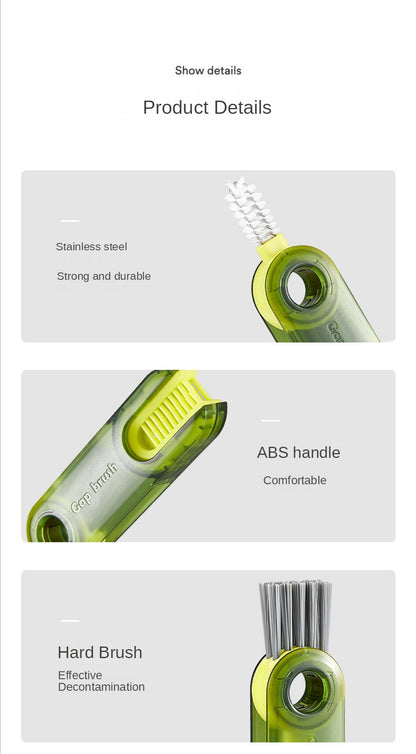 3-in-1 Multifunctional Cleaning Brush — Cup Lids, Thermos & Bottle Caps