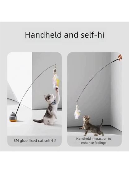 Rotating Feather Cat Wand Toy | Interactive Teaser Stick for Kittens