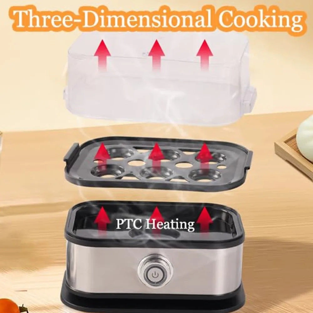 200W Smart Egg Cooker – 6-Egg Capacity with Auto Shut-Off & Stainless Steel