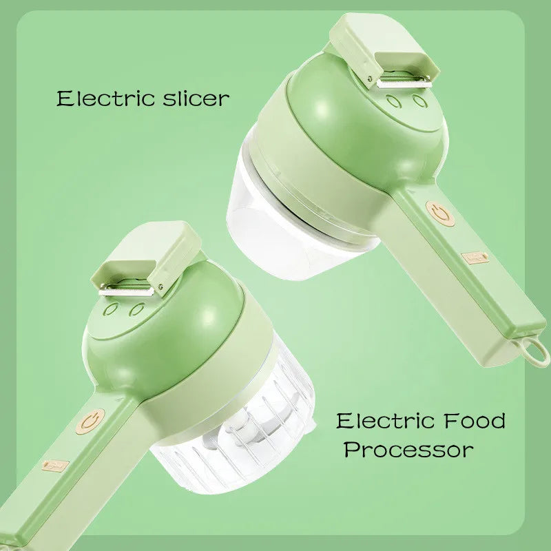 4-in-1 Electric Vegetable Cutter Set – Wireless Chopper, Grinder, Masher & Peeler