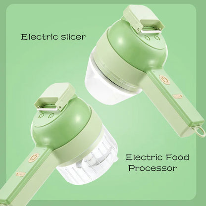 4-in-1 Electric Vegetable Cutter Set – Wireless Chopper, Grinder, Masher & Peeler