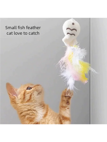 Rotating Feather Cat Wand Toy | Interactive Teaser Stick for Kittens