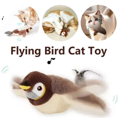 Touch Activated Toy Pet Hot Simulated Vocalize Plush Bird Cat Toy Interactive Dog Rechargeable Chirping Flapping Bird(no Flying)