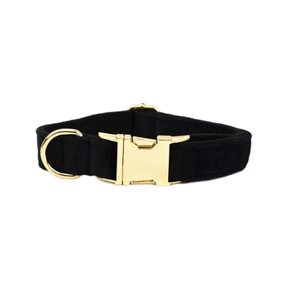 Personalised Velvet Dog Collar – Custom Engraved Name & ID Tag | Adjustable XS–XL