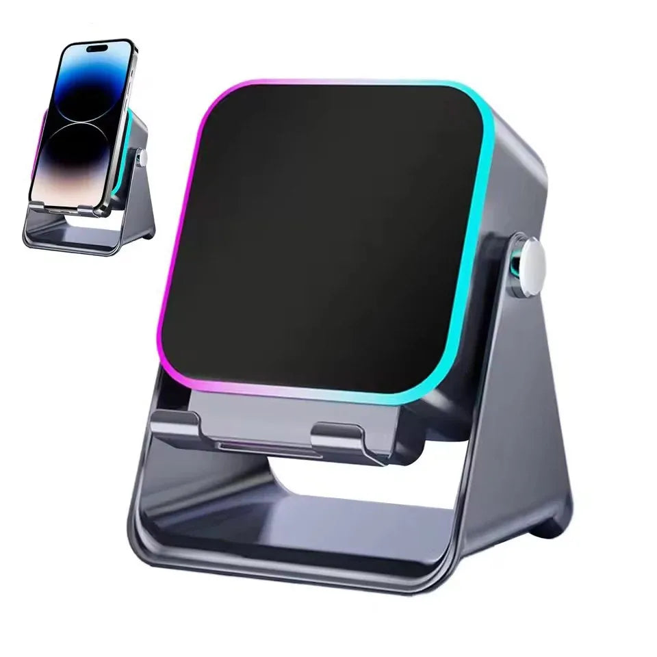 5-in-1 Wireless Induction Speaker & Phone Holder – RGB Lights & HIFI Surround Sound