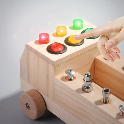 Wooden Montessori Busy Board 2-4 Years Old Children's Early Education Puzzle Toy Sensory Toys Switch Control Box Cart Screw Game