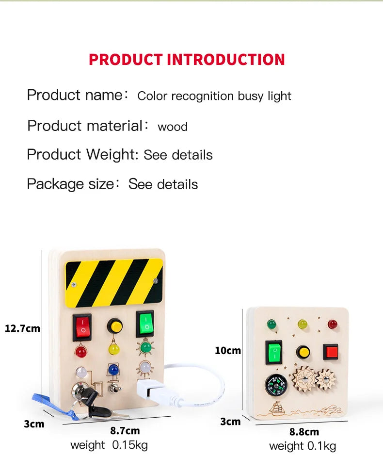 Baby Montessori Busy Board LED Light Switches Control Board Sensory Toys Wooden Busy Board Children Games Kids Puzzle Toys Gifts