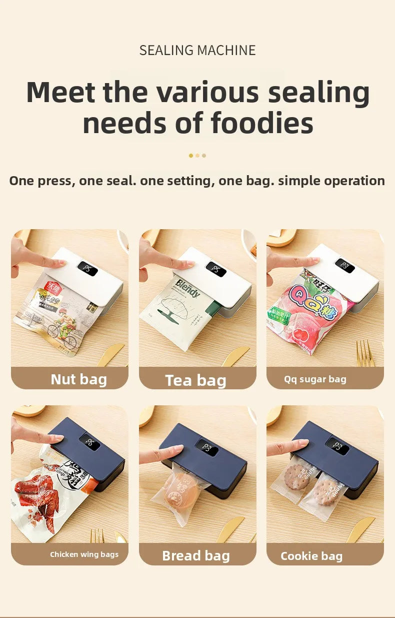 Rechargeable Mini Bag Sealer with Cutter & Magnet