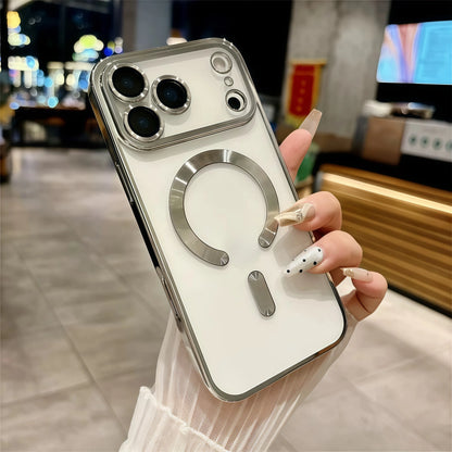 Clear Luxury Plating Magnetic Phone Case – Camera Protection | Soft TPU | iPhone 17 Pro Max, 17 Pro, 17, Air