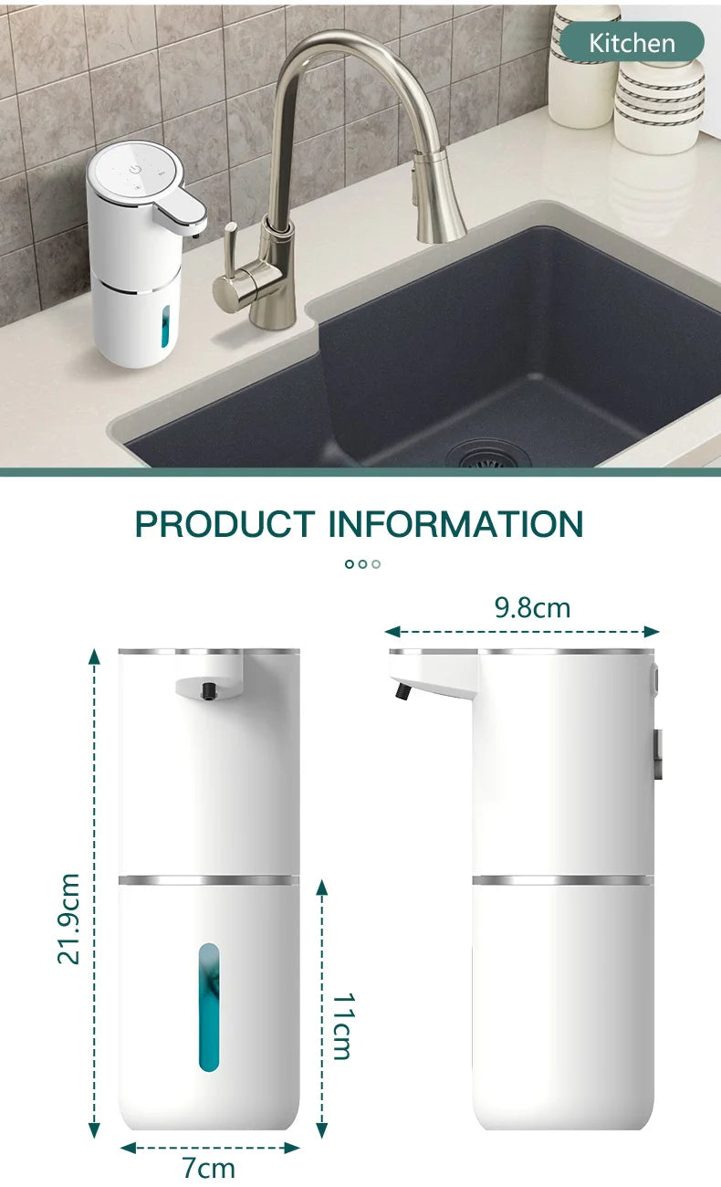 380ML Touchless Automatic Soap Dispenser – Foam & Gel, 4-Speed, IPX5 Waterproof